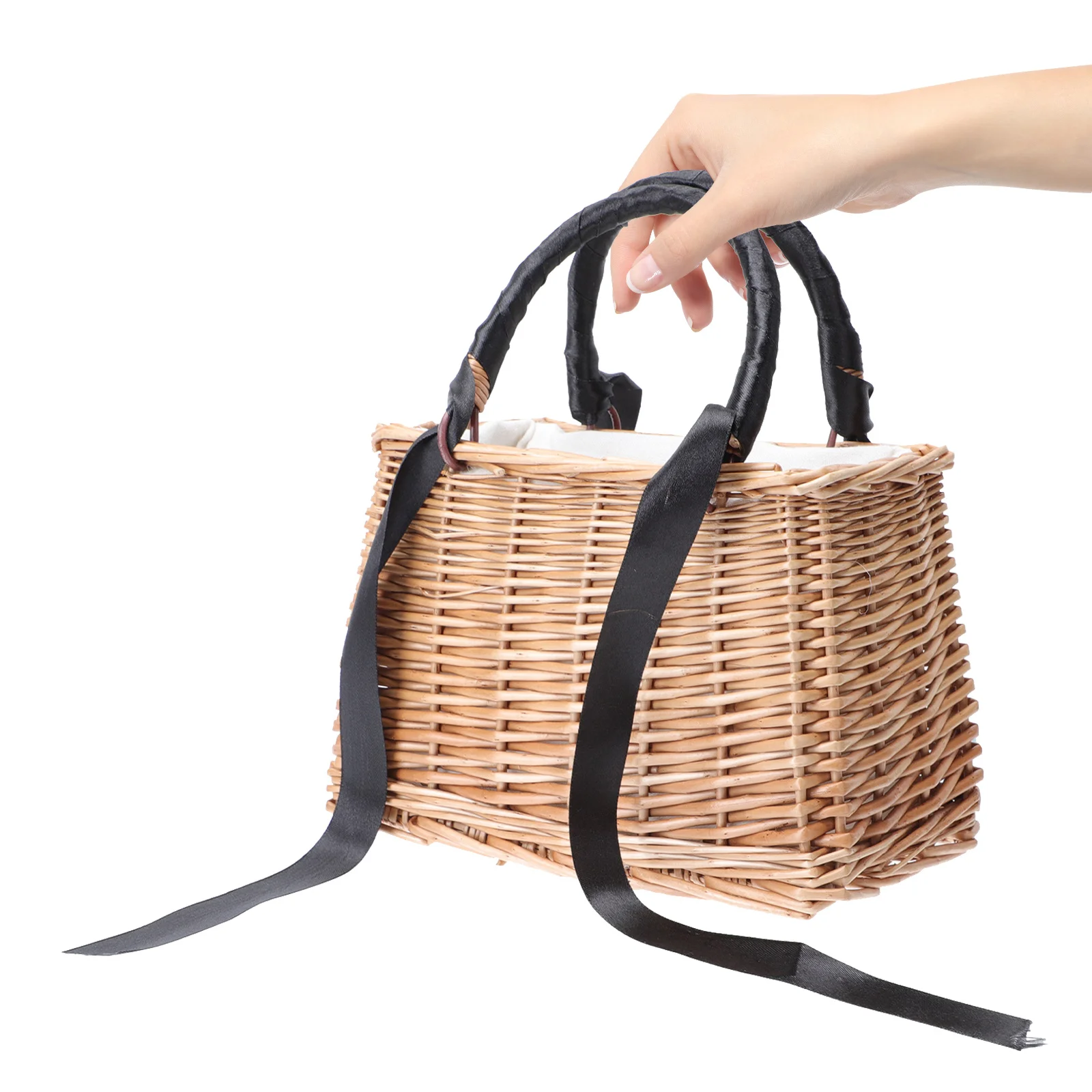 

1Pcs Square Rattan Woven Flower Basket Decorative Storage Container for Home Wedding Party Gift Organizer Natural Baskets