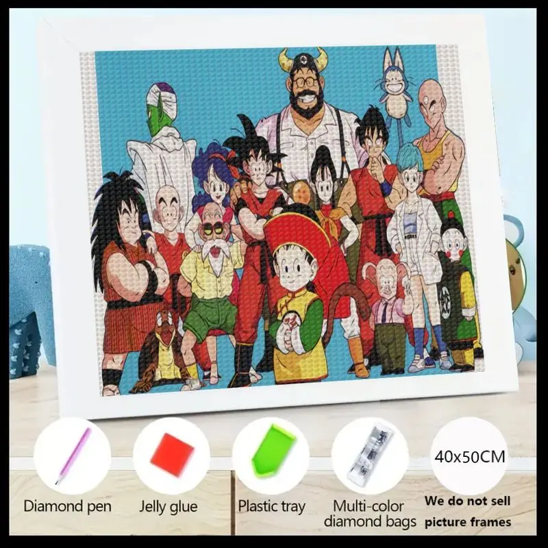 

1 шт. Dragon Ball Z аниме 5D комплект алмазной живописи, Гоку и друзья, полная дрель, круглые драгоценные камни, хрустальное алмазное искусство, персонажи манги своими руками