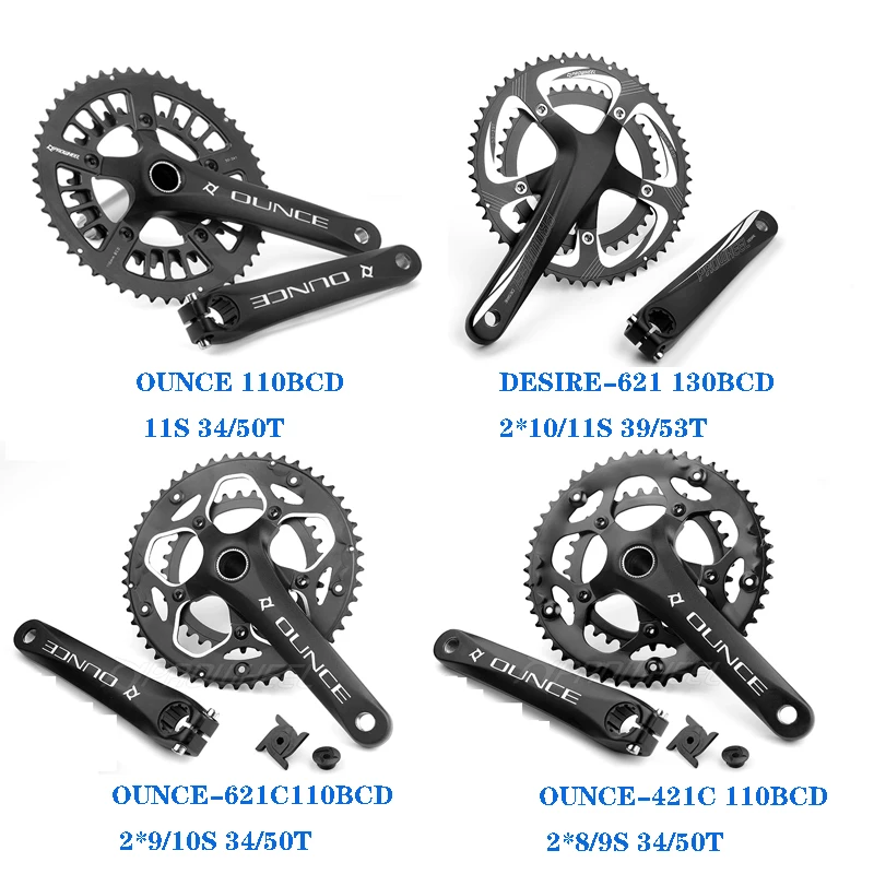 

Road Bicycle 110BCD 130 BCD Hollow Double Sprockets Crankset 170/172.5mm with Bottom Bracket BB Arm Road Bike Crankset