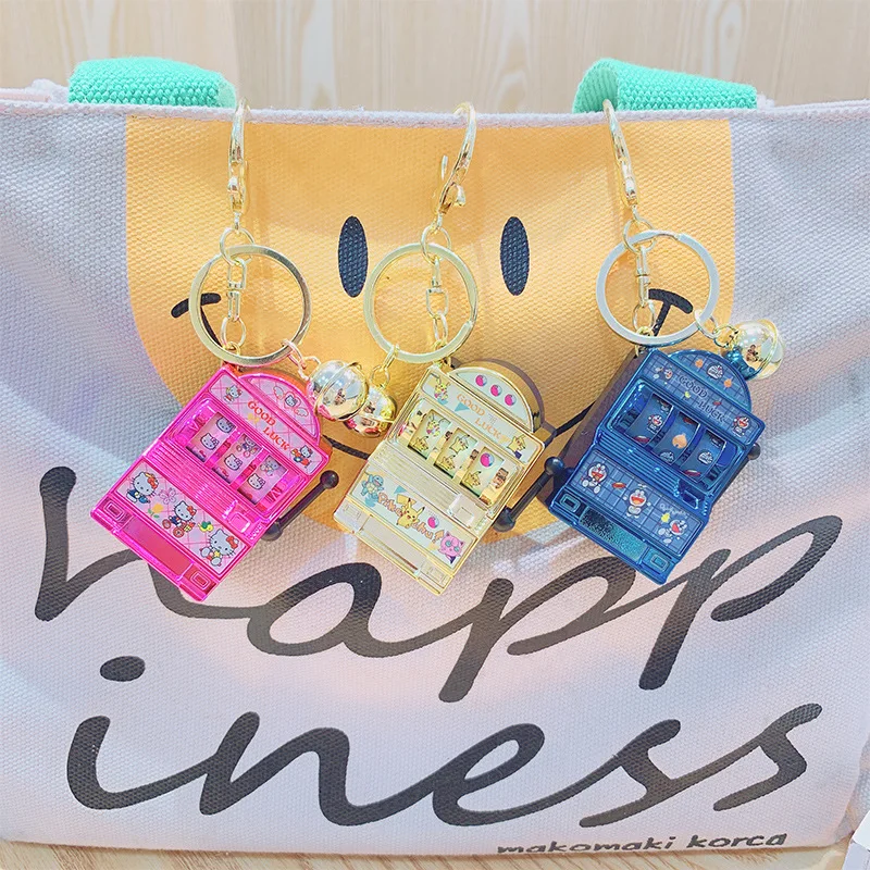 Porte-clés de dessin animé Pokemon Pikachu, Mini Machine à fruits, ornement rétro, Machine à bascule, accessoires de sac Anime, cadeau