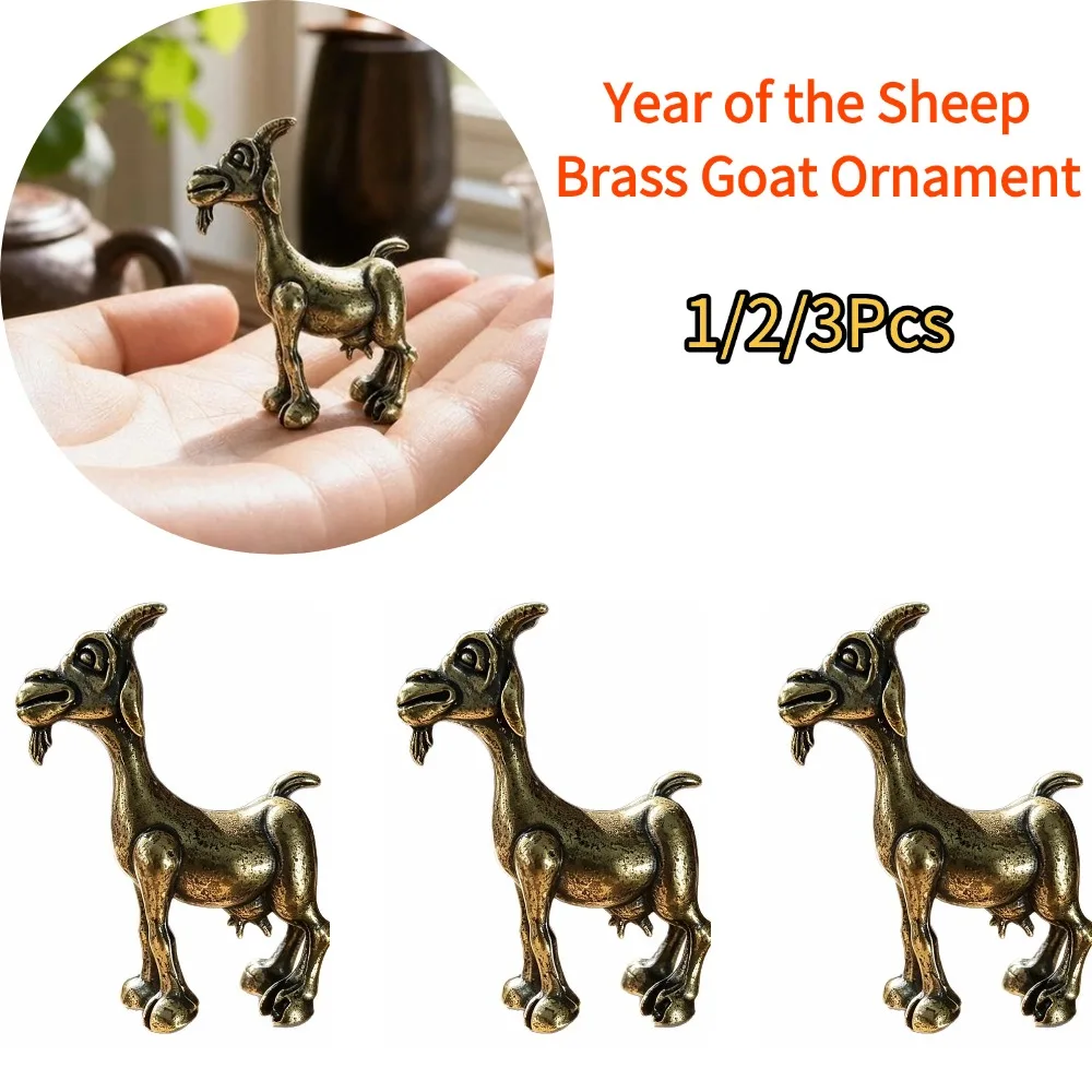 Brass Retro Beard Haughty Antelope Metal Creative Handicraft Ornament Home Office Desktop Ornament Tea Pet Figurines Miniatures