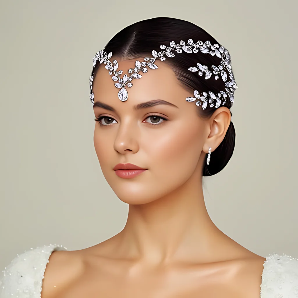 

Sparkling Bridal Rhinestone Forehead Piece Wedding Crystal Hairpiece for Woman Forehead Tiara Crown Jewelry Hair Accessory HP599