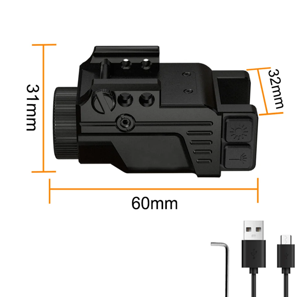 Imagem -03 - Lanterna com Laser para Arma Picatinny Weaponlight Carregamento Usb Lanterna Led para Acessório Glock19 800lumens