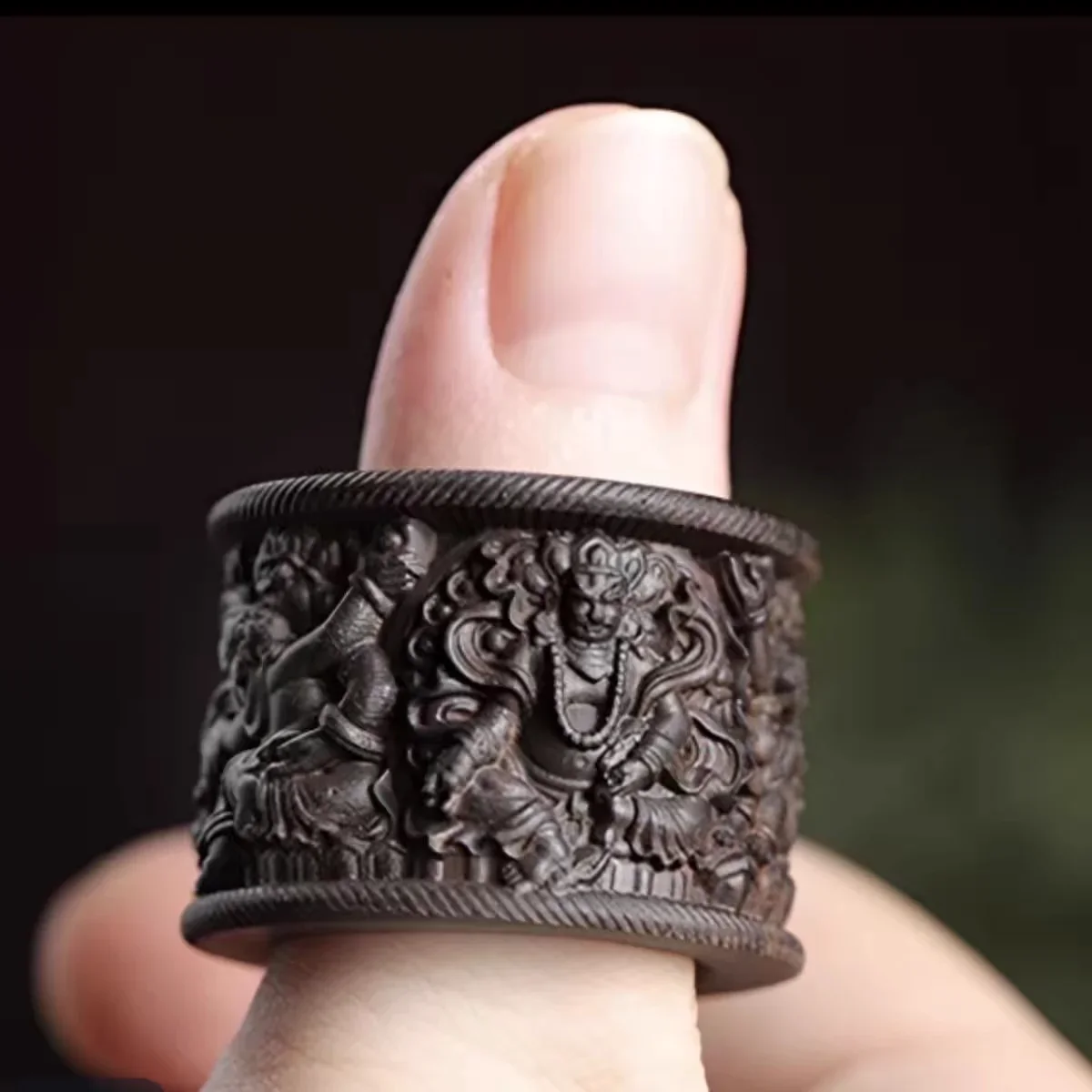 X5-15  agarwood five-way god of wealth national trend thumb ring wood carving chinoiserie carved handpieces