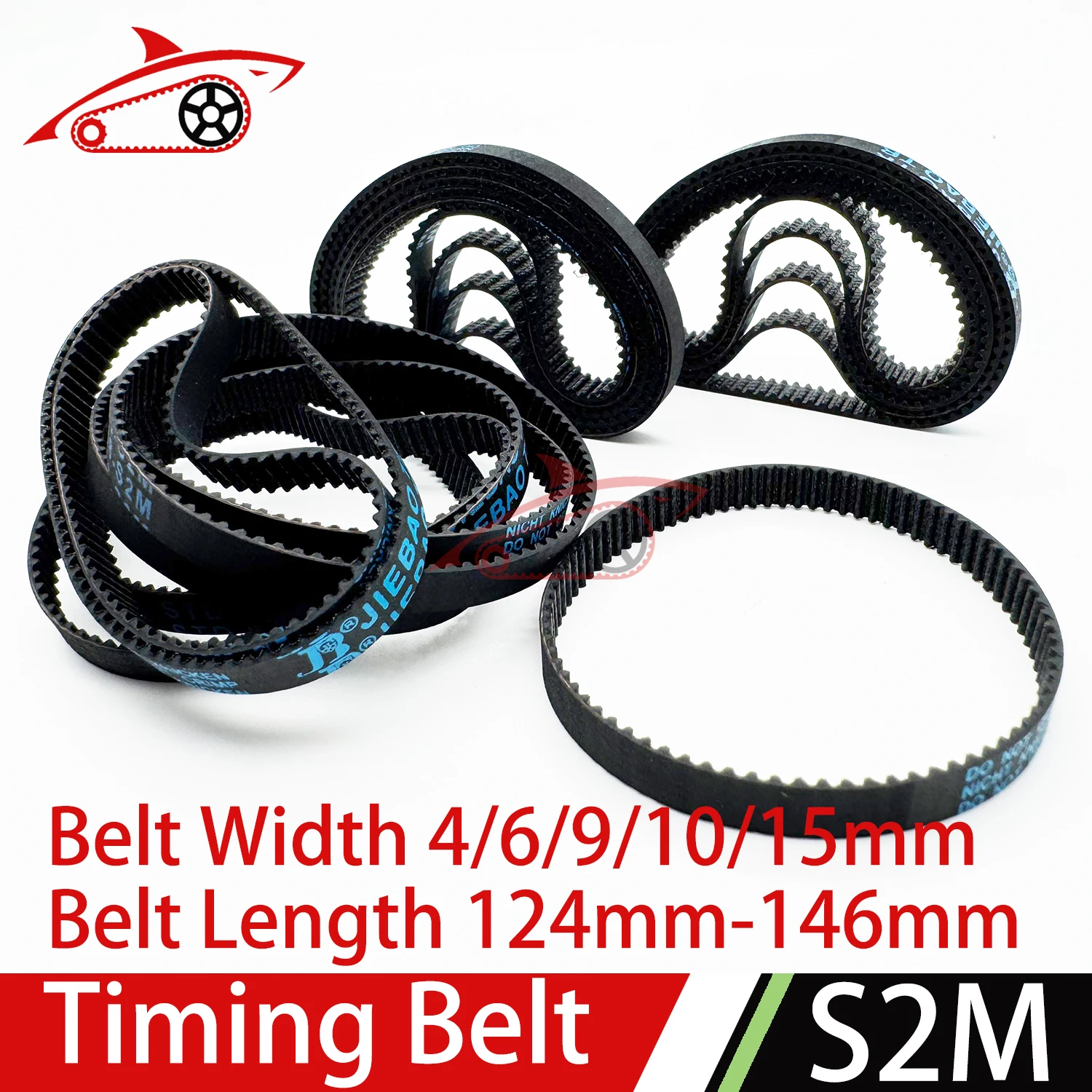 S2M Timing Belt Length 124 126 128 130 132 134 136 138 140 142 144 146mm S2M Rubber Closed-Loop Belt Width4/6/9/10/15mm S2M Belt