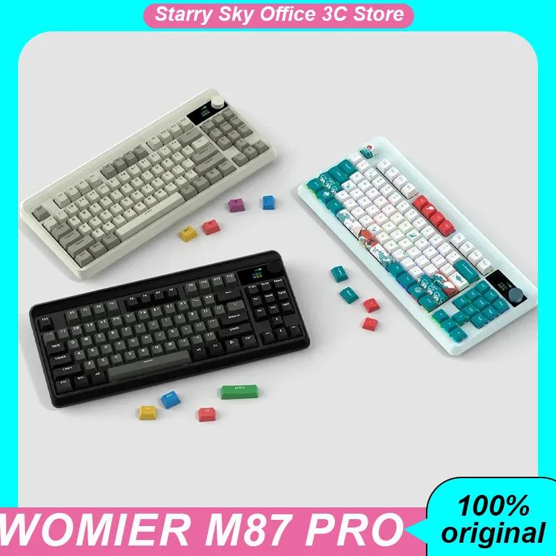 

Xvx Womier M87 Pro Mechanical Keyboard OLED Display Wireless Bluetooth Wired 3mode Hot-Swap RGB Knob Gamer Keyboard PC Accessory