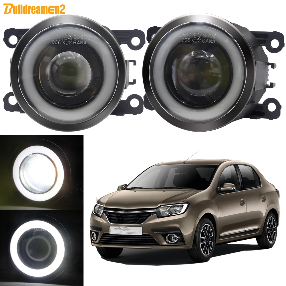 2 X 30W 3000LM LED Fog Light Angel Eye DRL Assembly Car Front COB Fog Daytime Running Lamp For Renault Symbol II III 2009-2021