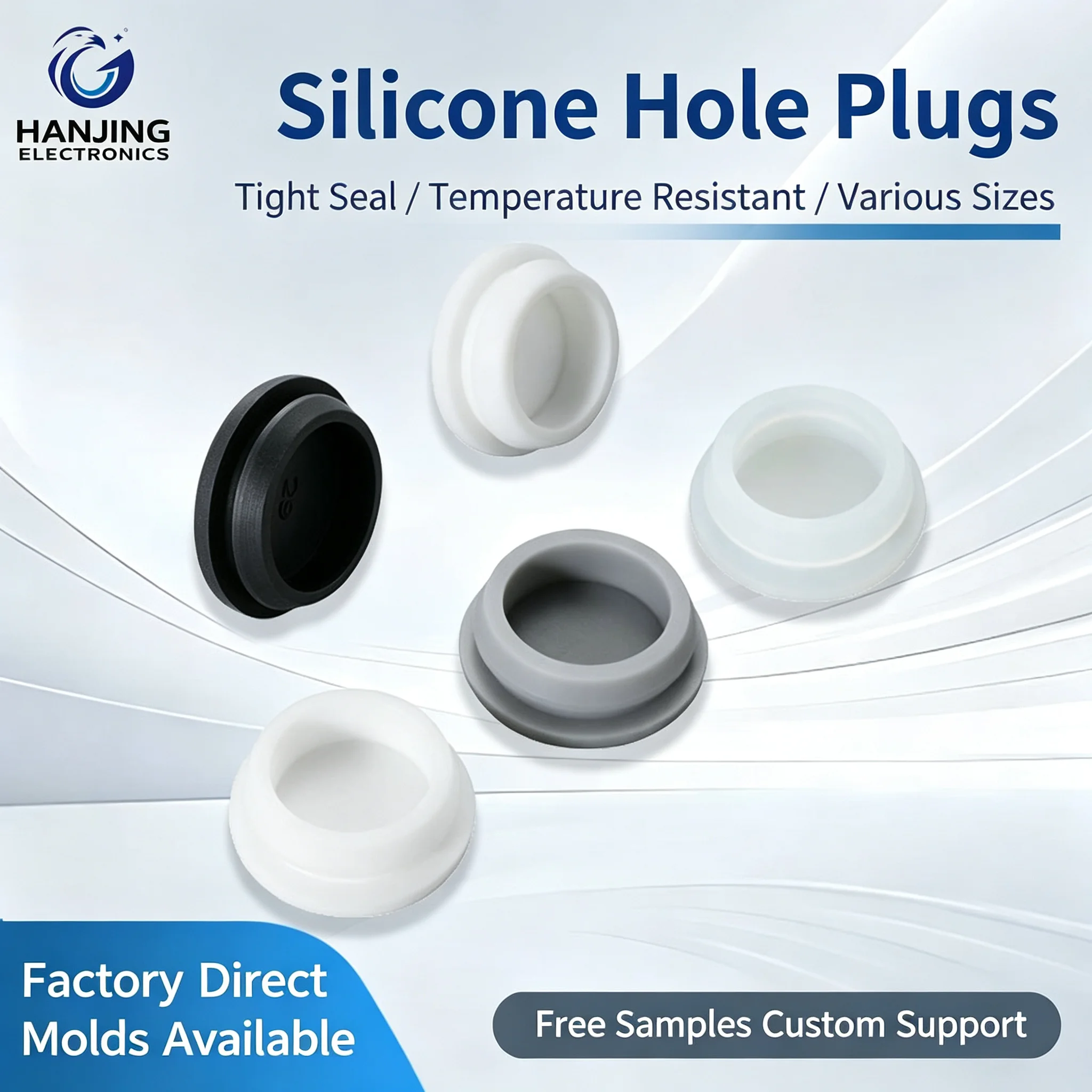 High-temperature resistant silicone inverted wire protection ring, long type, through-hole wire hole plug, wear-resistant wire p