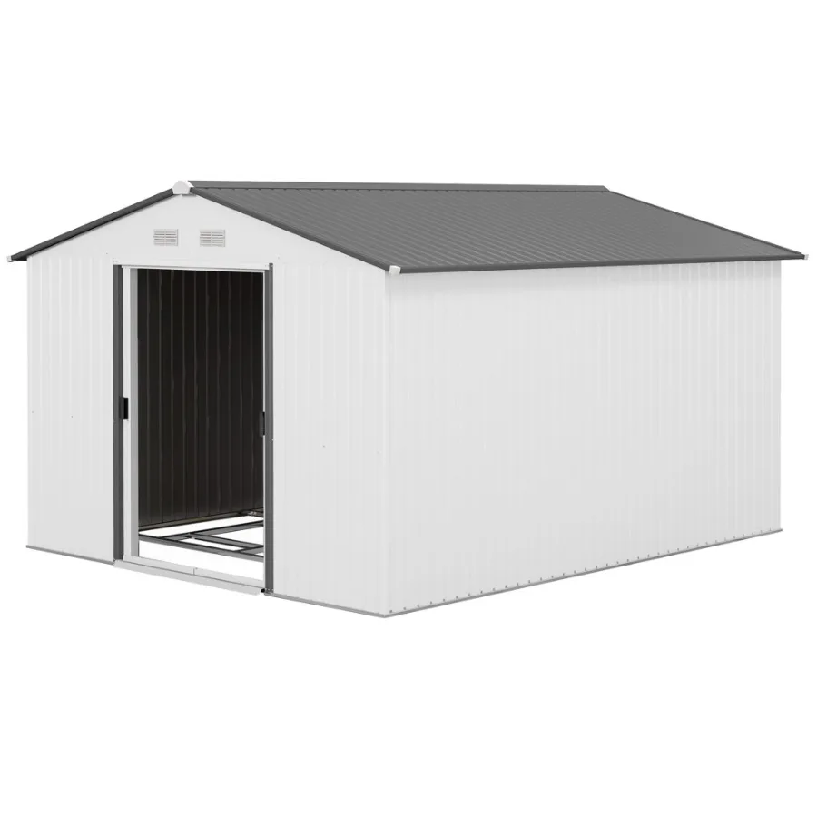 

Outdoor Tool Shed: 11x9' Metal with Sliding Doors Vents for Patio Backyard