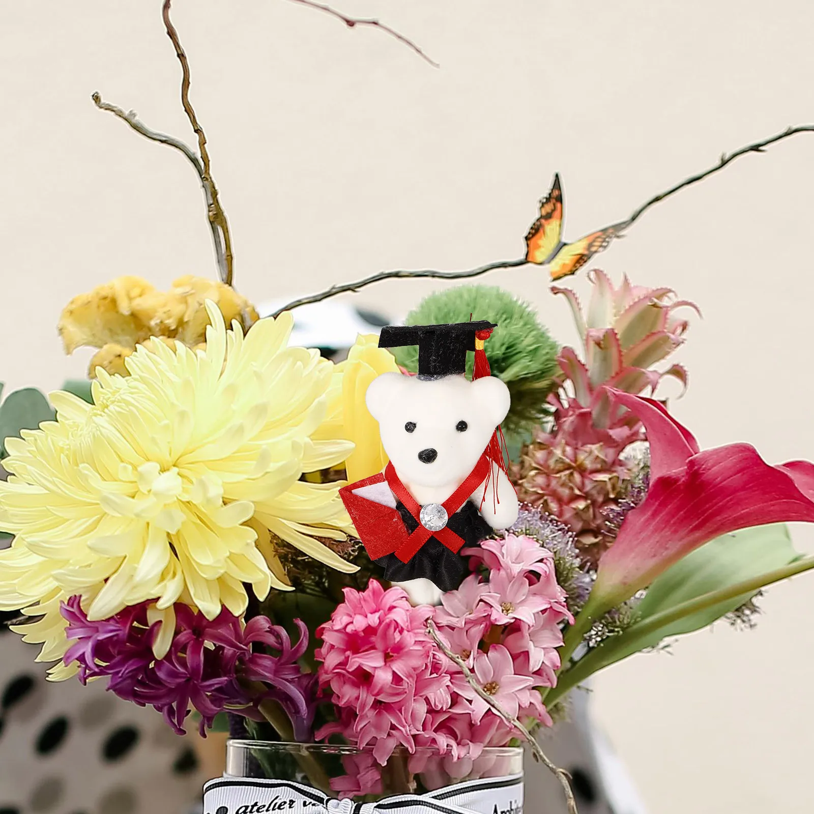 

5pcs Doctor Bear Bouquet Materials Graduation Decorations Non Woven Fabric Gifts Party Accessories Stuffed Animals