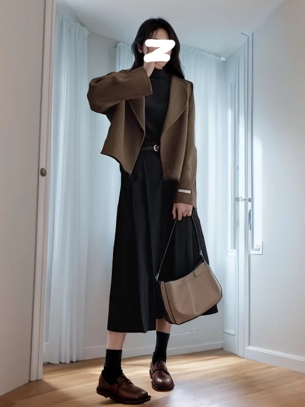 

Fall Fashion Gentle High-End Milk Series Dress Set Two-Piece Suit Soft Elegant Long Sleeve Student Work Uniform Ensemble