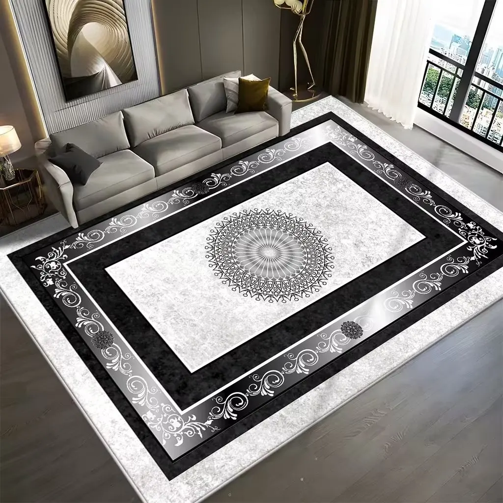 Luxury Modern Carpet for Living Room Grey Silver Home Decoration Bedroom Large Area Rug Anti-slip Washable Floor Mat for Bedside