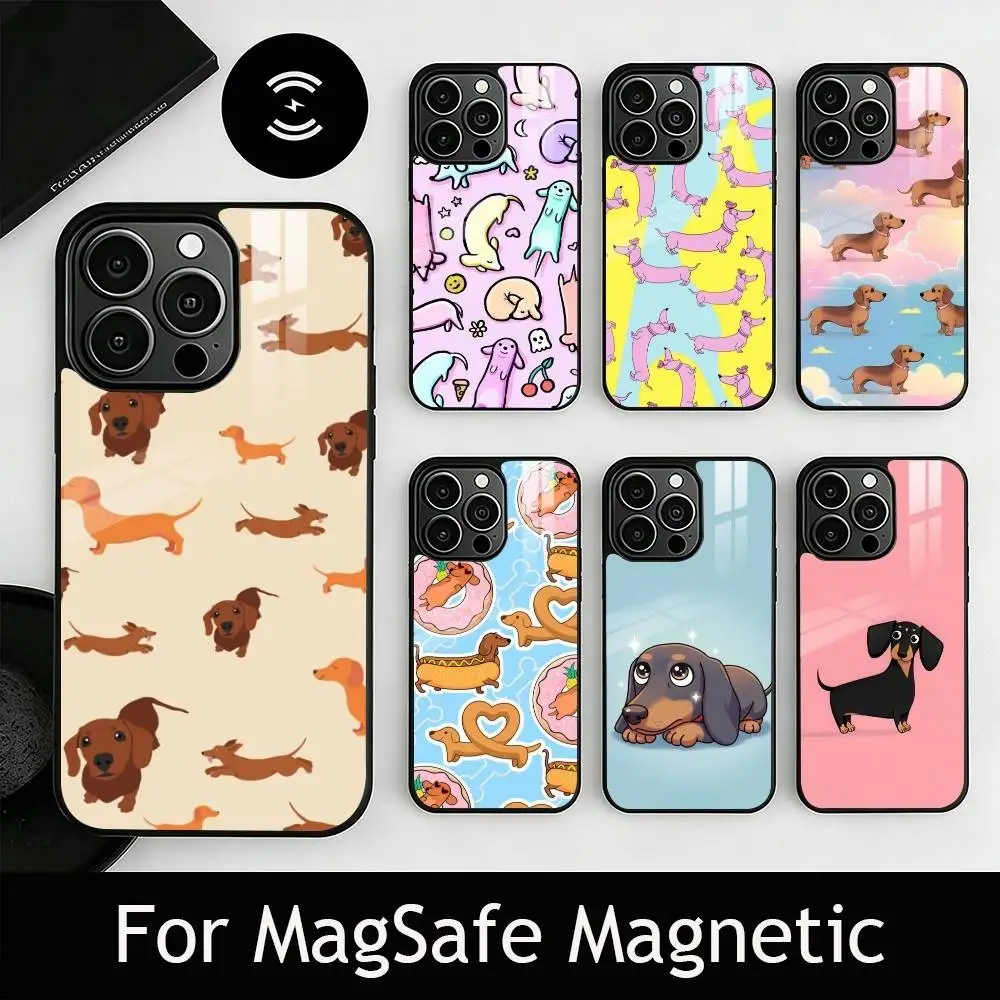 

C-Cute C-Cartoon D-Dachshund Phone Case For iPhone17,16,15,14,13,12,11 Plus,Pro Magnetic For Magsafe Wireless Charging