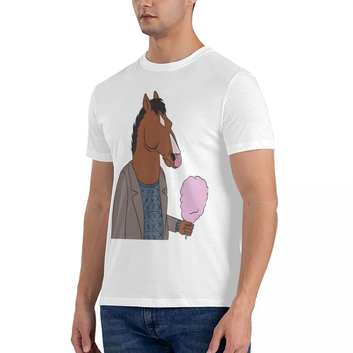 Funny Men T Shirts B-BoJack Horseman Fashion Tee Shirt Short Sleeve Crew Neck T-Shirt Cotton Printed Clothing