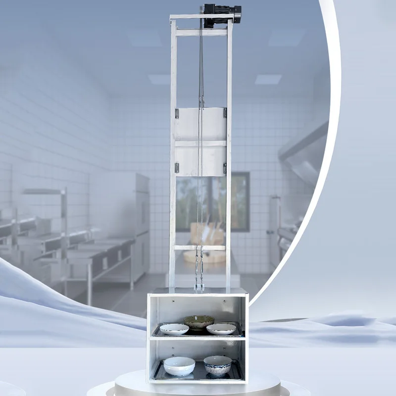 Electric Lift, Compact Automatic Food Service Elevator for Restaurant Kitchens 2-Story Dual-Track, Quiet Food Service Customized