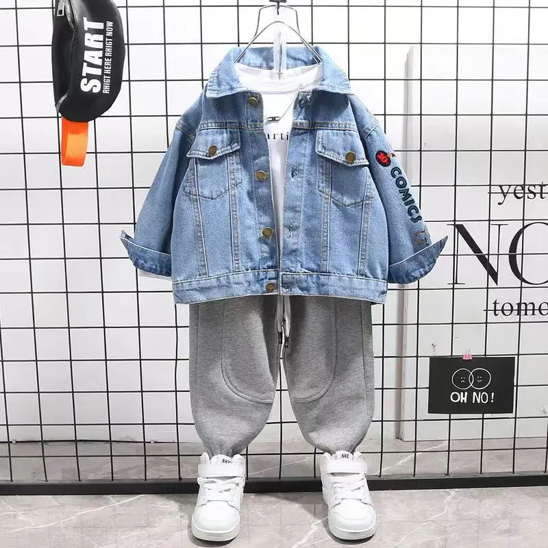 Boys' Denim Jacket Spring 2023New Boys' Spring and Autumn Jacket Fashionable Clothing Children's Casual Top Kids Outfits 2 4 6 Y