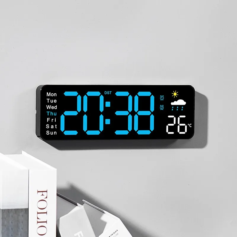 Multifunctional Creative Weather Clock Living Room Wall Clocks New Desktop Alarm Clock Temperature Display Clocks Reloj De Pared