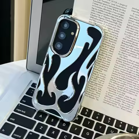 Fashion Matte 3D Hollowed Flame Phone Case For Samsung Galaxy S25 S24 S22 S23 Ultra A16 A06 A55 A54 A15 A14 Electroplated Cover