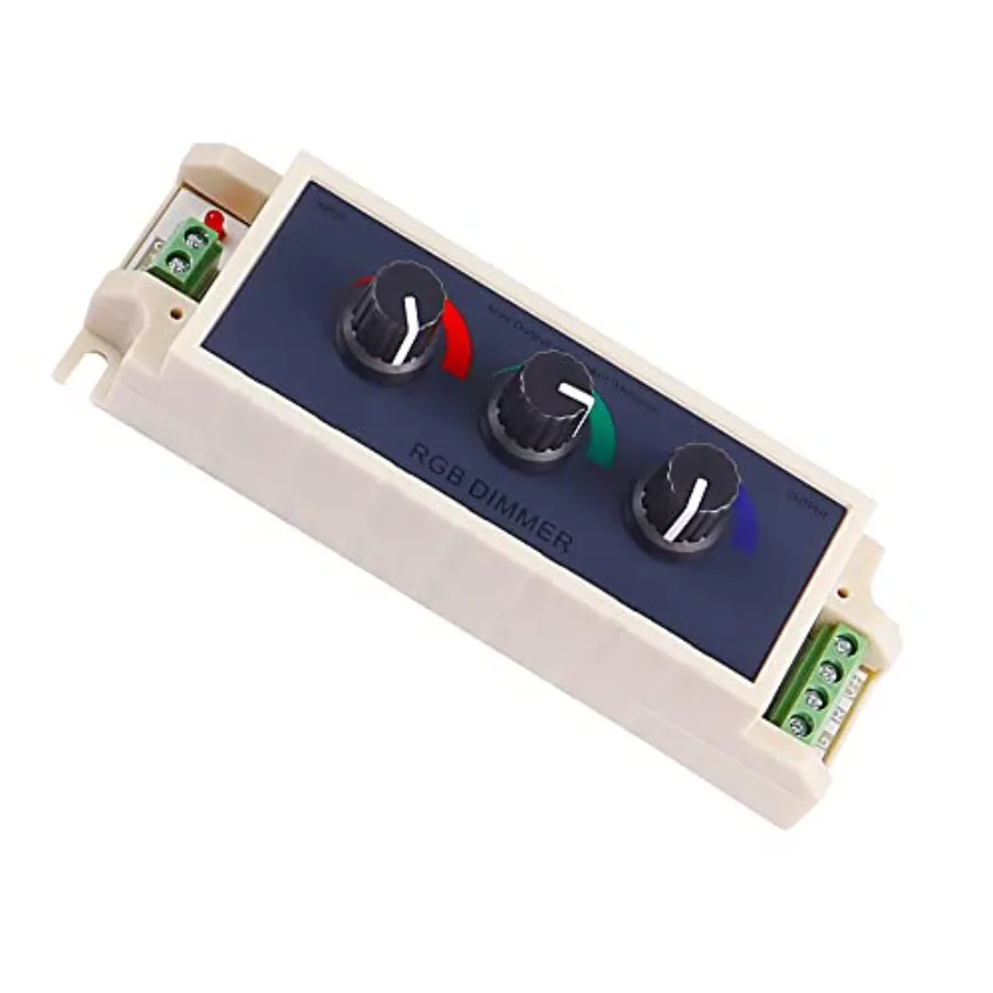 RGB LED Light Dimmer Knob Controller Switch, DC12-24V 3‑Channel Brightness Adjust Intelligently for Multi-Color LED Light Strip