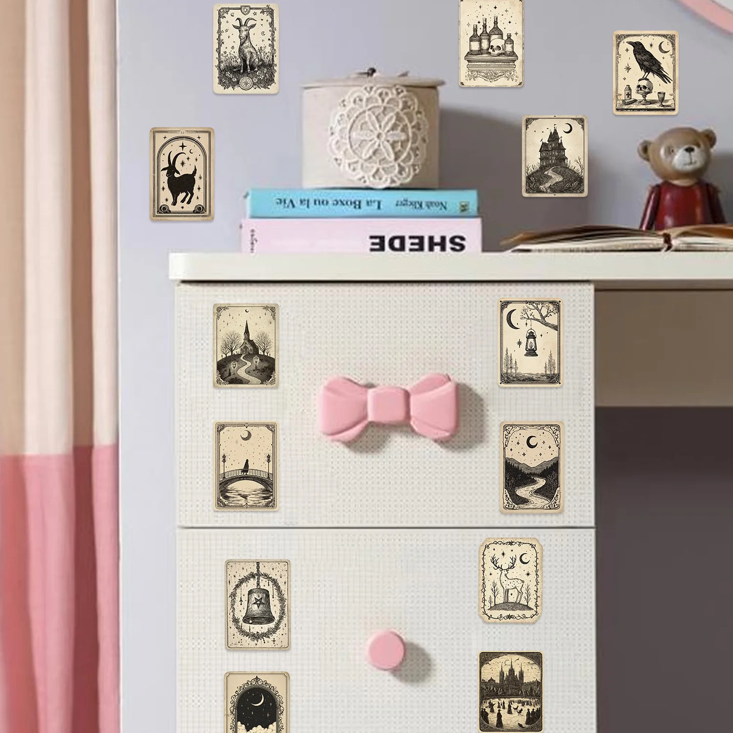50 Stück Cartoon Gothic Magische Hexe Tarot Graffiti-Aufkleber zur Dekoration von Gitarren, Notizbüchern, Gepäck, Scrapbooks, nicht wiederholende Aufkleber – Detail 5