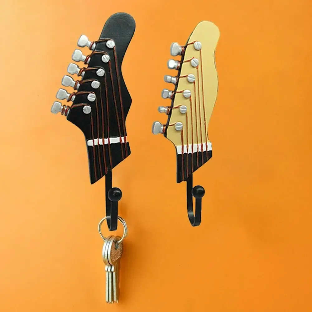 

3Pcs Retro Wall Hanger Farmhouse Style Guitar Head Shape Key Hat Holders Resin Vintage Storage Rack Wall Mounted for Home Office