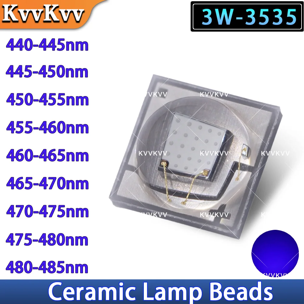 10Pcs 3535 SMD Chip 3W High Power LED Lamp Beads 440 445 450 455 460 465 470 475 480 485nm DIY For Bicycle Car Headlamp