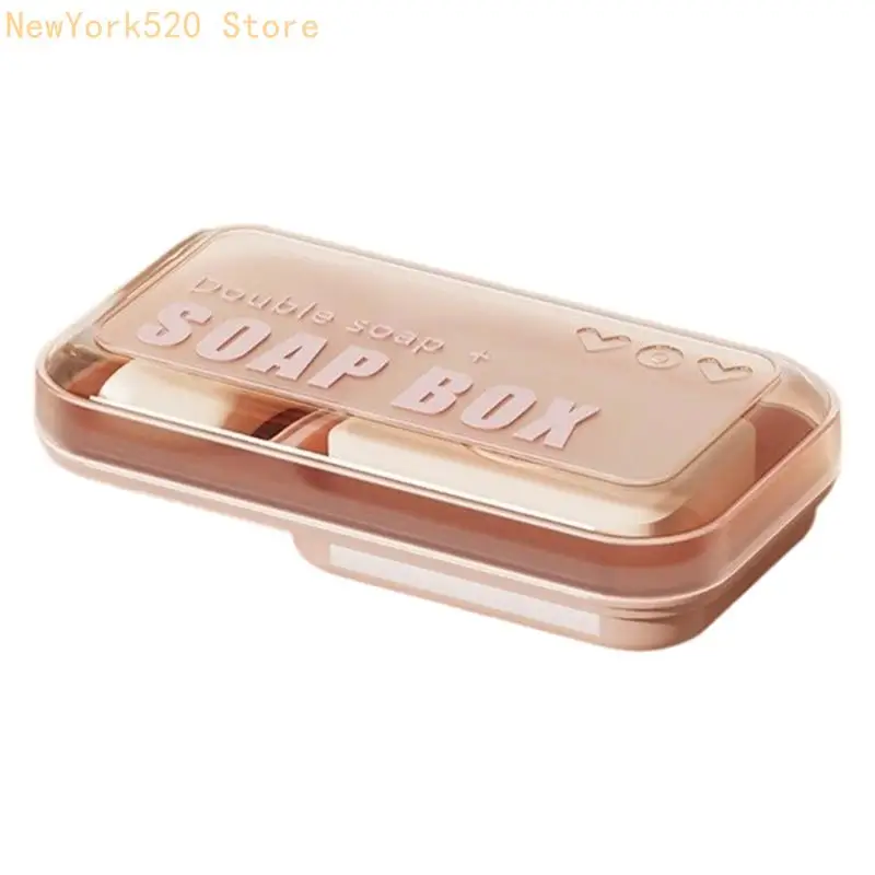 Double Compartment Soap Dish Storage Box With Drain Holes And Lid For Bathroom Travel Dorm Hygienic Storage Organizers N84C