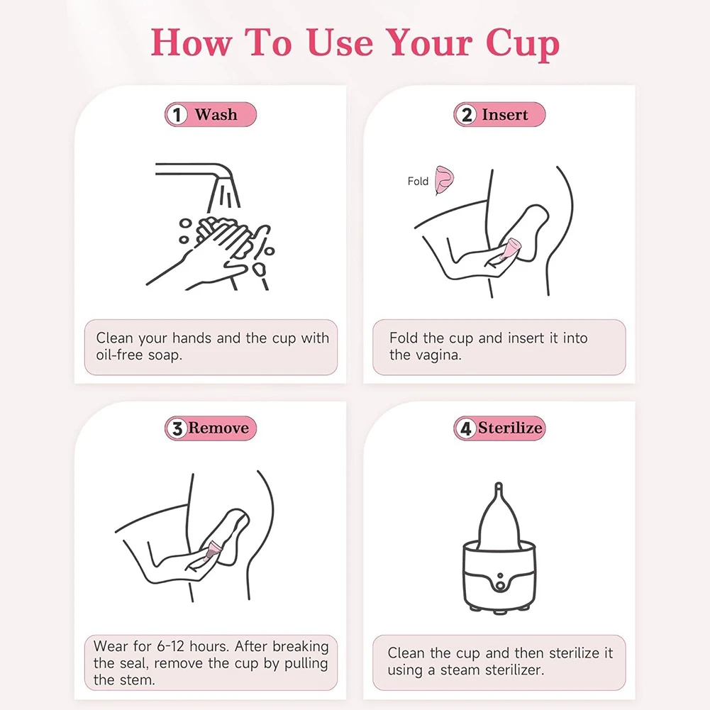 【RABATT】Menstrual Cup Kit With Steam Sterilizer,[S & L Size] Set, Reusable Period Cups, Includes Drawstring Pouch