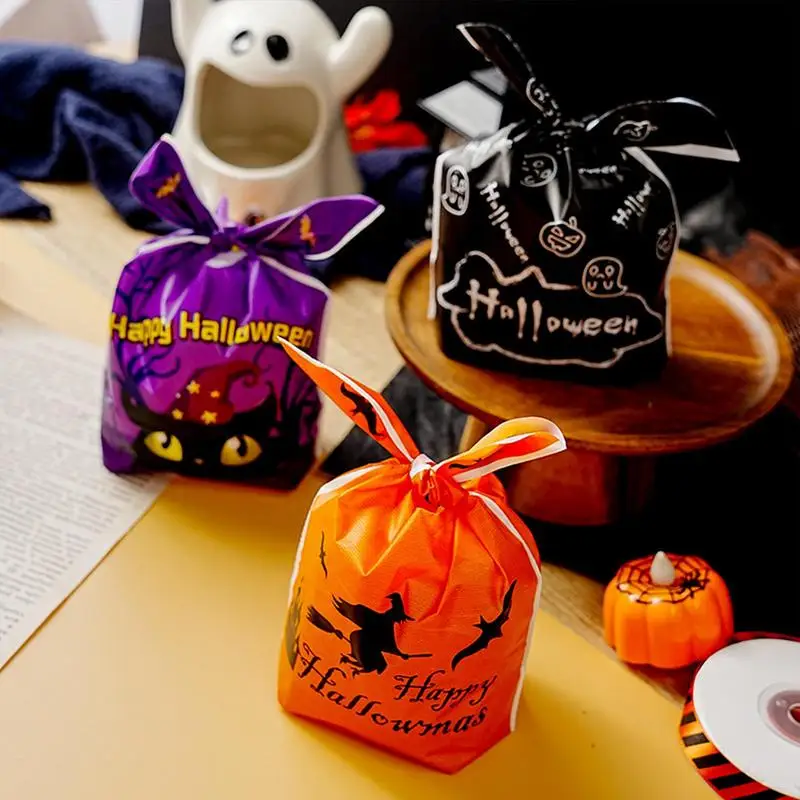 Ear Bags For Halloween Party 50PCS Thrilling Goodie Candy Bags For Halloween Tricks Halloween Decoration Supplies For Treats