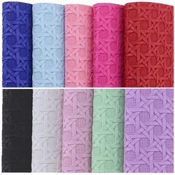 30x134cm Roll Plain Solid Color Weave Cross Embossed Faux Synthetic Bump Textured PU Leather Fabric For Bags Sewing DIY BH473
