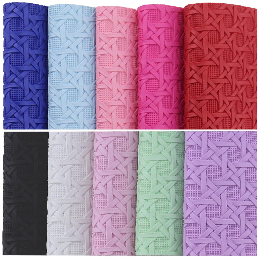 30x134cm rolka jednolity kolor splot krzyżykowy wytłaczany sztuczny syntetyczny guz teksturowany materiał ze skóry PU do szycia DIY BH473