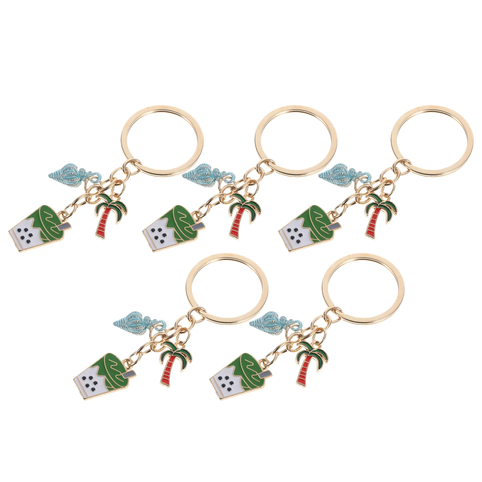 

5 Pcs Coconut Tree Keychain Zinc Alloy Hawaii Party Supplies Decorations Cute Bag Charms Pendant Tropical Necklace Unique Design