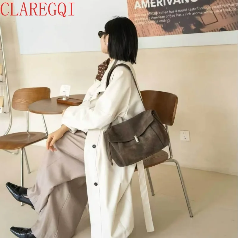 CLAREGQI  Fashionable And Large Capacity Hand Bags For Womens Small Group Of People Small Shoulder Bag All Match Brown Suede Bag
