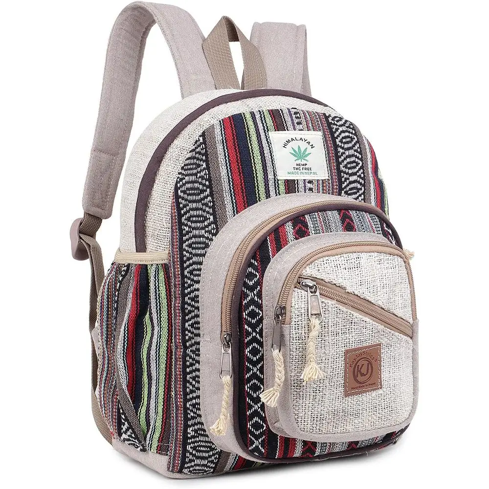 KayJayStyles Handmade Natural Hemp Nepal Backpack se, Small Lightweight Daypack (DAYPACK1)