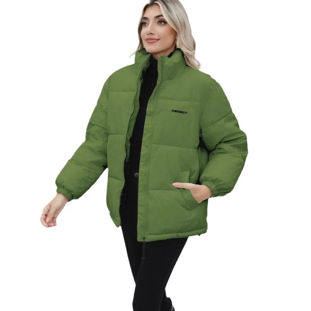 

Comfortable Casual Russian Cute Girl Winter Cotton-Padded High Collar Women's Jacket Thickened Polyester Fiber Long Sleeve