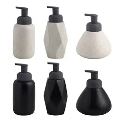 1Pack Liquid Soap Dispenser Ceramic Empty Bottle Reusable Manual Handwash Container for Countertop Bathroom Hotel Shampoo Lotion