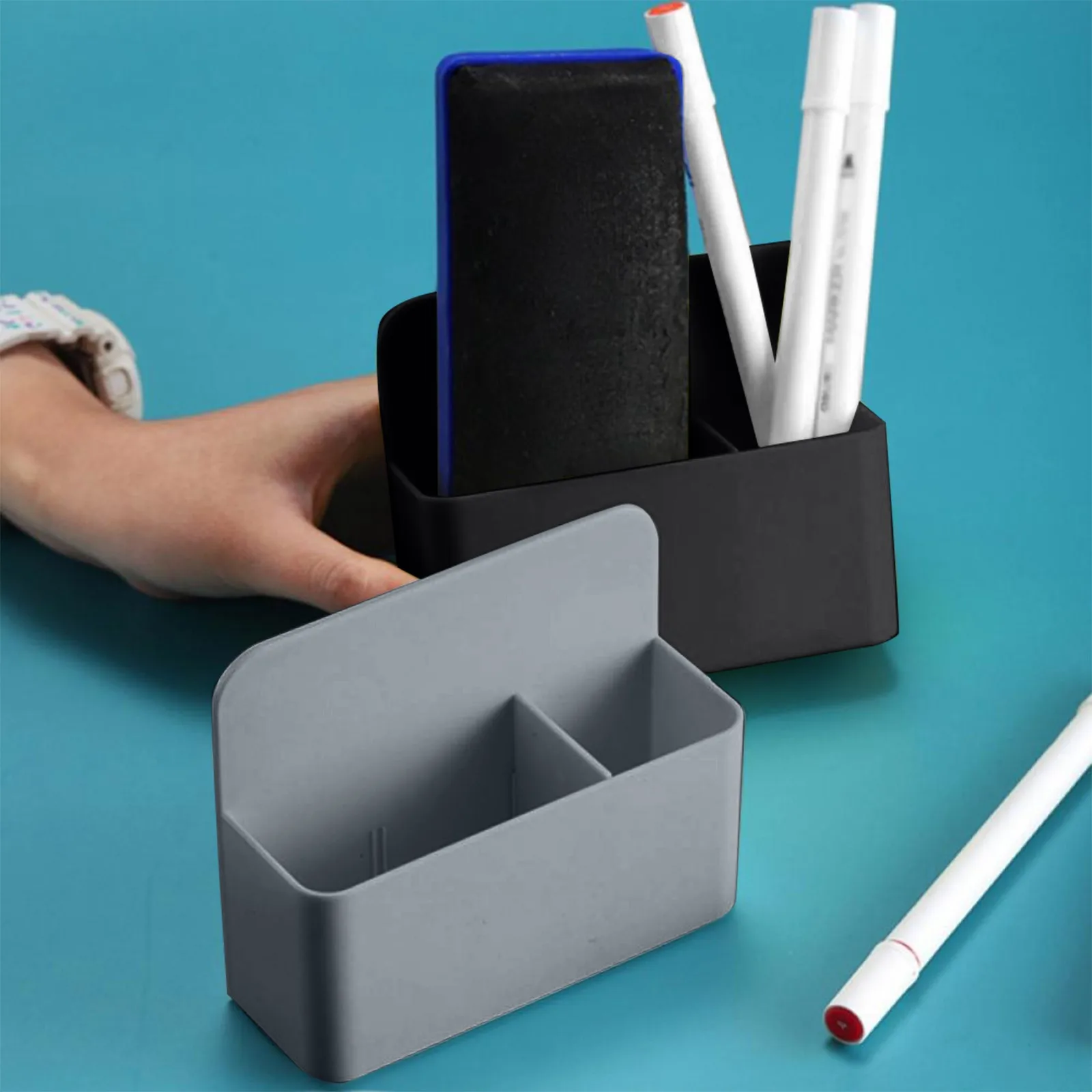 Whiteboard Chalkboard Plastic Multifunctional Pen Holder Storage Box Pen and Eraser Holder Multipropose Utility Storage Cases