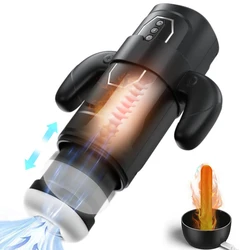 Automatic Telescopic Sucking Male Masturbator Cup Powerful Vibration Heating Masturbator Pocket Pussy Gamepad Sex Toys for Men