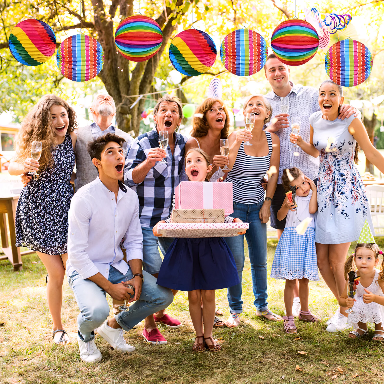 

4Pcs Paper Lanterns Lamp Shades Easy Hanging Storage Festive Touch Party Decoration Paper Lanterns Lantern Lamp Shade