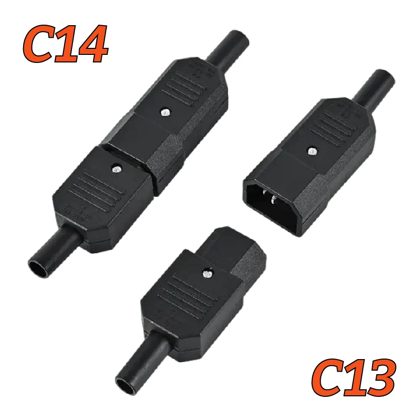

Разъем шнура питания переменного тока, 10 А, 250 В, сменные 3-контактные вилки IEC C14 «папа» и «мама» C13
