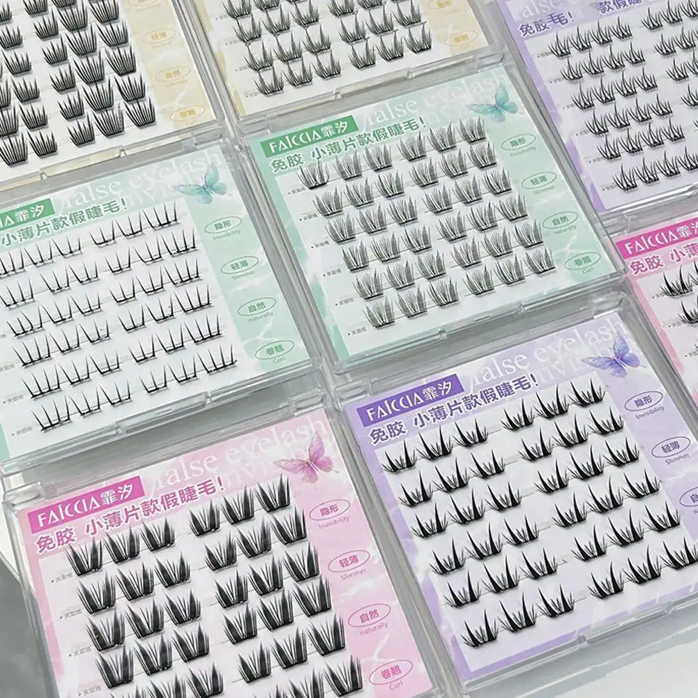 Self Adhesive Eyelashes DIY Cluster Lashes No Glue Cils Needed Individual Faux Tools Lashes Extension Makeup W8S2