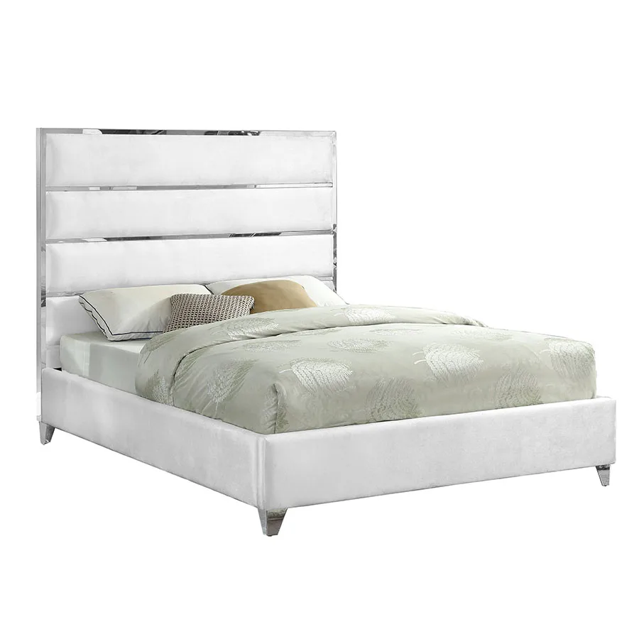 # Latest Bed Design Stainless Steel Headboard Frame Velvet Tufted Hotel Double Queen Bed Frame view 2