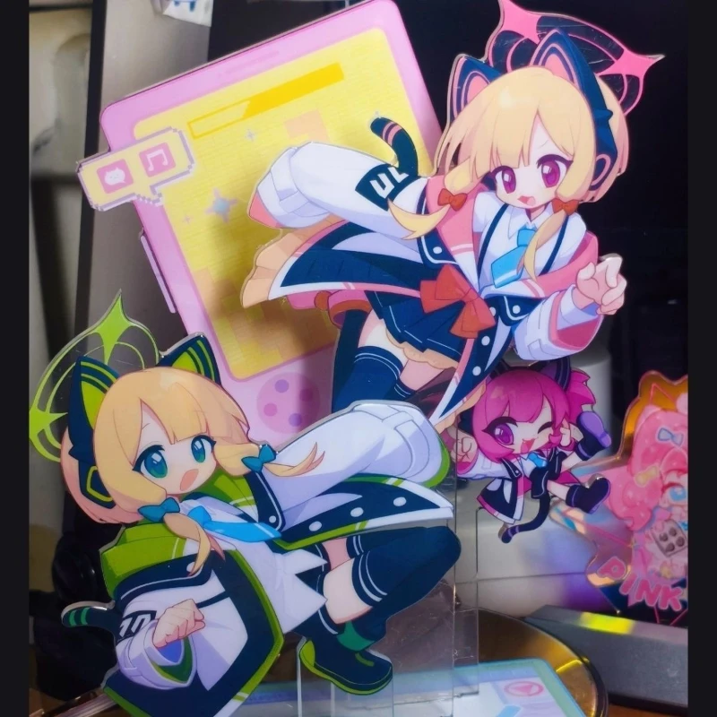 Game Blue Archive Saiba Momoi‌ Saiba Midori‌ Cosplay Standing Plate Kawaii Acrylic Figure Stand Desktop Ornament Collect Prop