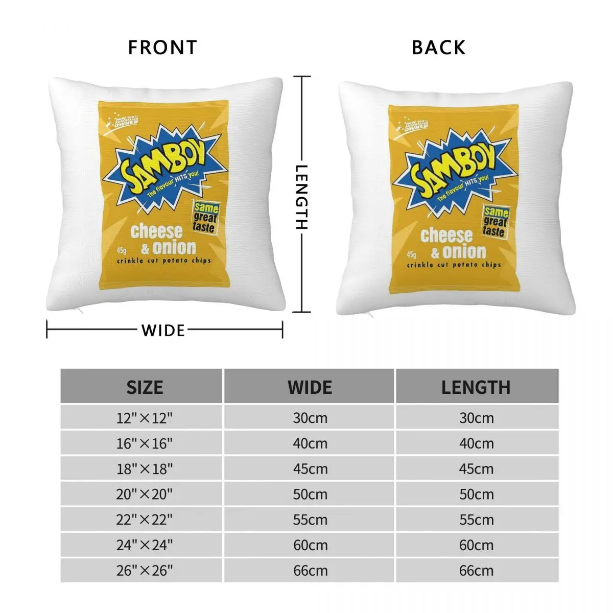 Cheese And Onion Chips Square Pillowcase Polyester Linen Velvet Creative Decorative Pillow Case Sofa Seater Cushion Cover 45x45