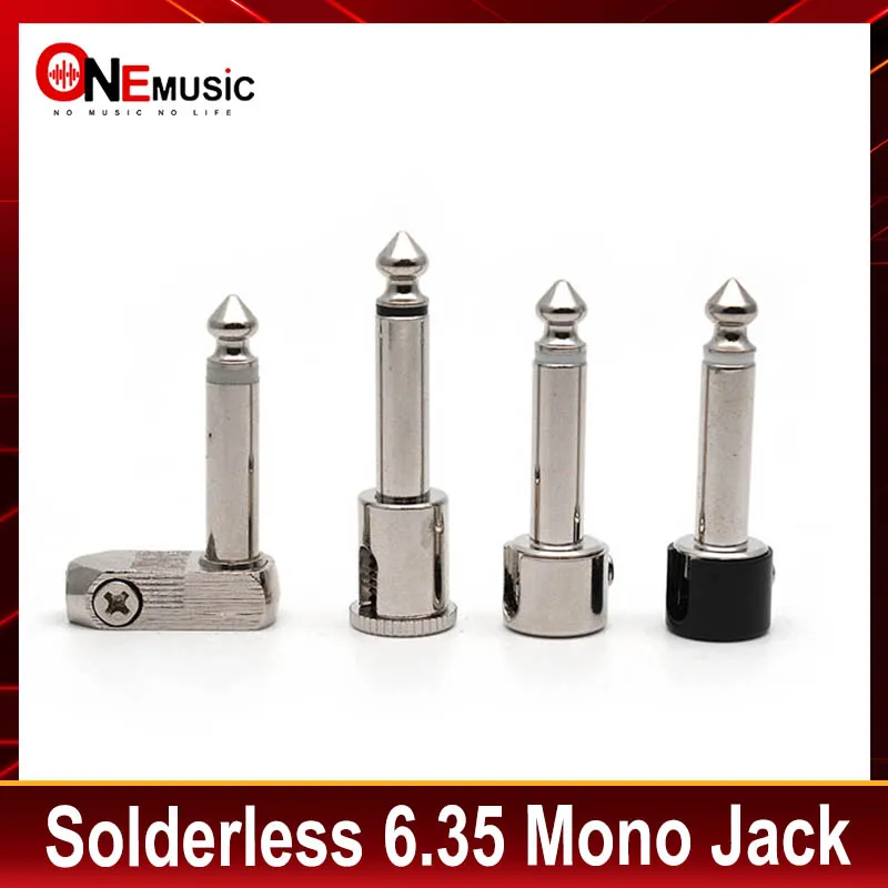 4Pcs DIY Strait Audio Solderless 6.35 Mono Jack Solder Free Jack guitar Pedal connector Chrome black