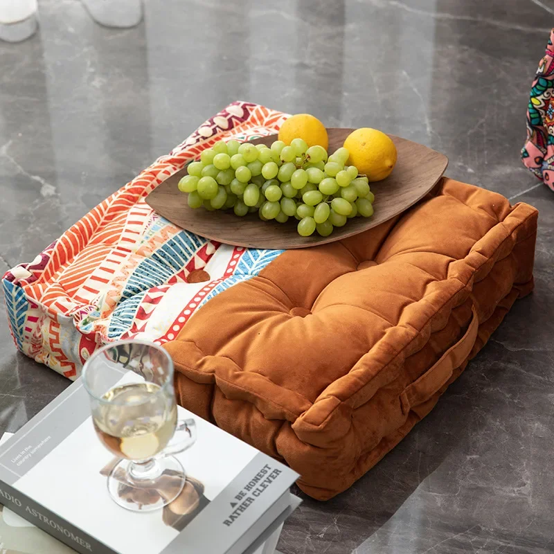 

Plush Thick Cushion Floor 40x40cm Office Chair Mat Soft High Rebound Vintage Seat Cushion for Living Room