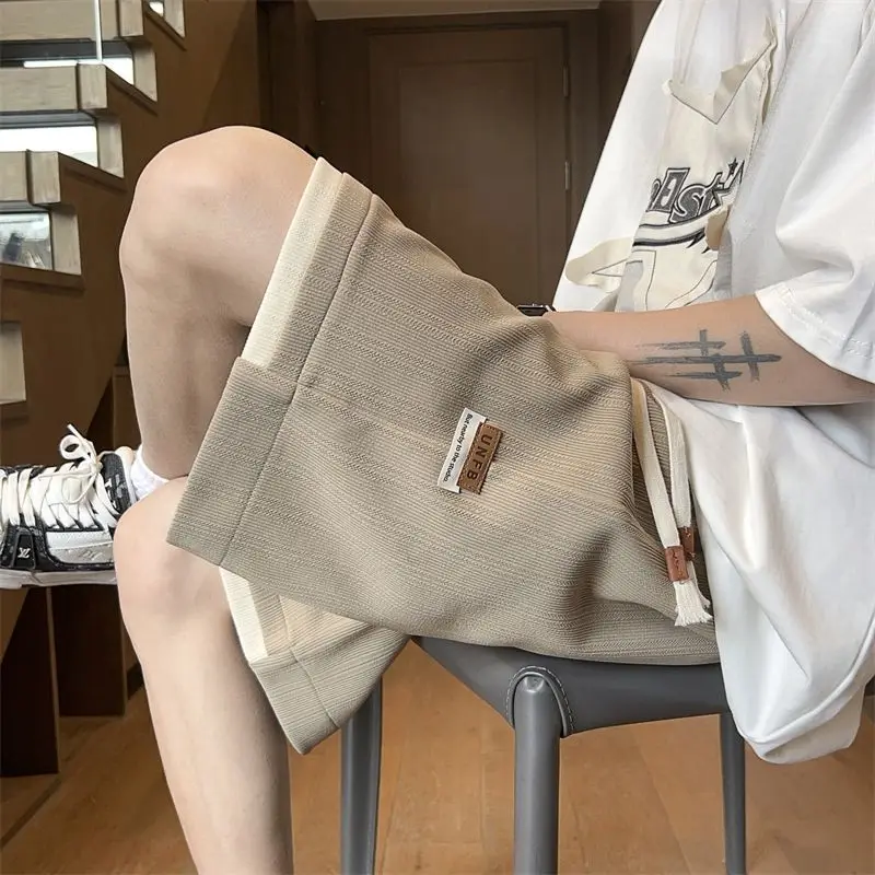 Fake Two-piece Ice Silk Men Summer Thin 2025 New Loose Casual Sports Trousers