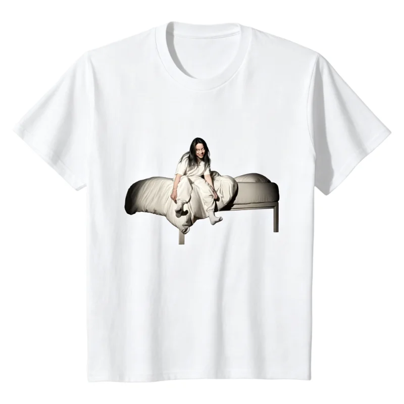When We All Fall Asleep Billie Eilish T-Shirt 100% Cotton Crew Neck Short Sleeve Y2K Dark Aesthetic Music Graphic Casual Top