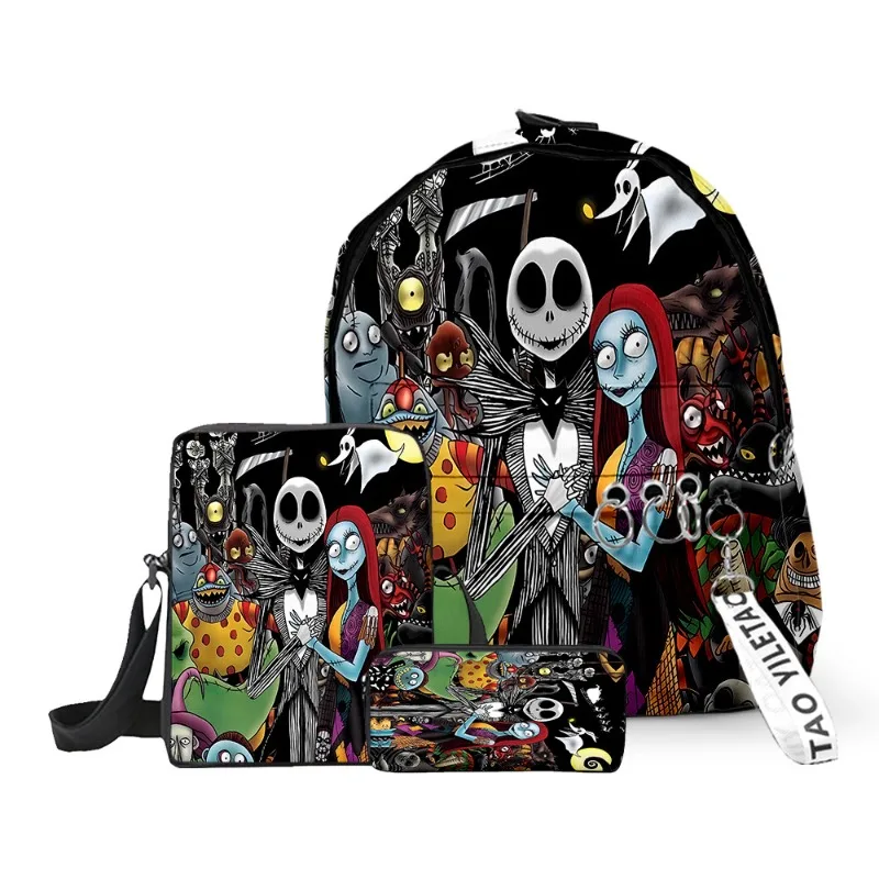 3-delig The Nightmare Before Christmas Creatieve schattige basisschoolleerlingen Schooltas Rugzak Etui Schoudertas