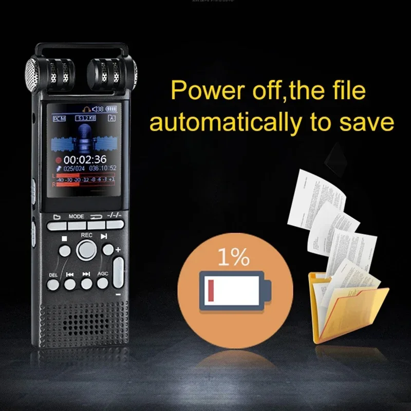 Professional Voice Activated Digital Audio Recorder 8GB/16GB/32GB Usb Non-stop 100hr Recording Pcm 1536kbps External Microphone